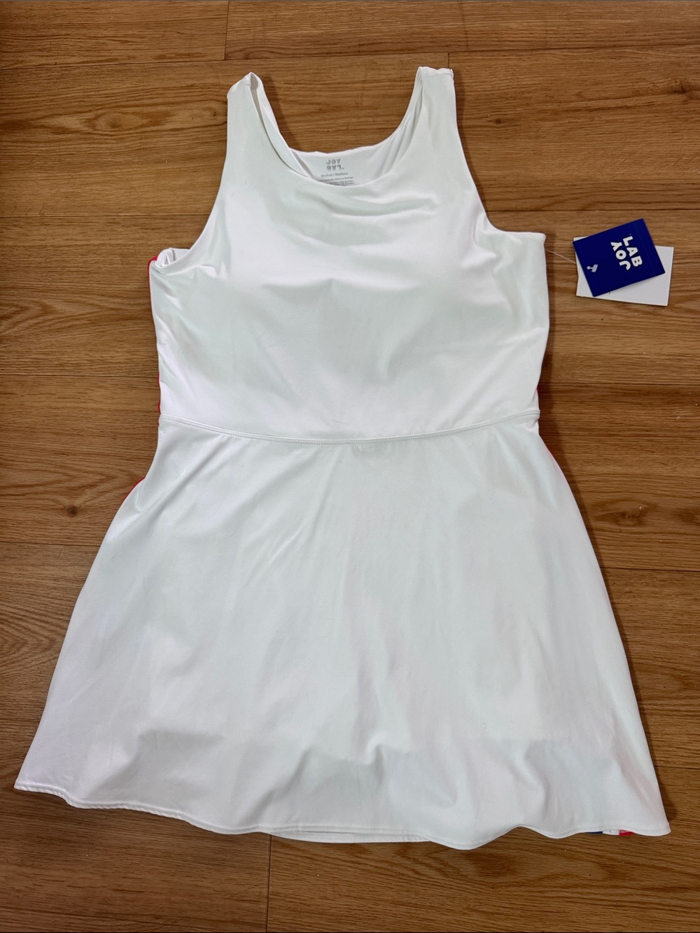 JoyLab White Sleeveless Athletic Dress NWT Size Medium Side Stripe Athleisure